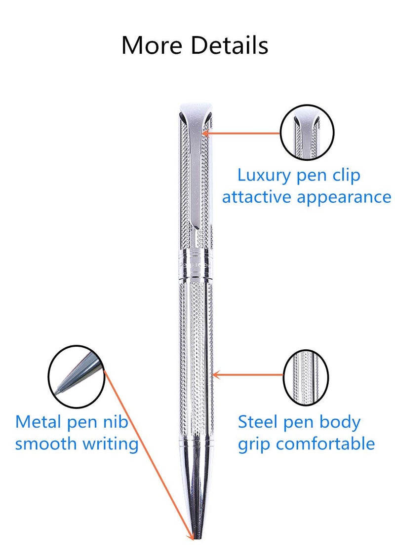 Penneed Ballpoint Pen for Men Women Executive Home Office Use, with Gift box Refillable 1.0mm Black Ink B5(Elegant Silver) - Image 2